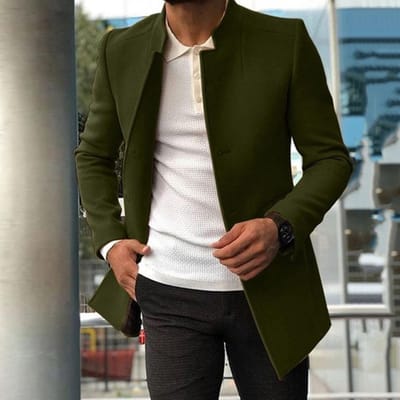 Casual Heren Jeugd Pak Herfst Nieuwe Slim Wollen Jas XXXL black