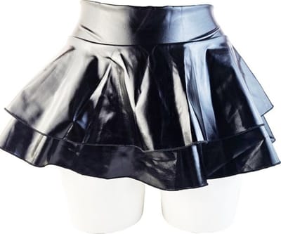 BamBella® - Mini rok - Maat XL/XXL - Shiny Wetlook - Sexy Erotische rokje Super shine metallic Lame Glans Zwart met laagjes