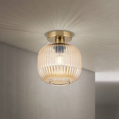 ORION Plafondlamp Carneval, amber, Ø 20 cm, glas, E27