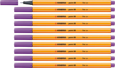 STABILO point 88 - Premium Fineliner - Fine 0,4 mm – Paars– Doos 10 stuks