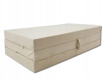 Opvouwbaar logeermatras 200 x 80 x 10 cm – comfortabel reismatras voor gasten – inklapbaar, lichtbeige
