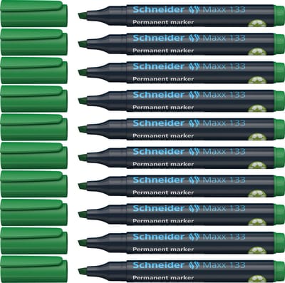Schneider permanent marker - Maxx 133 - beitelpunt - groen - 10 stuks - S-113304-10