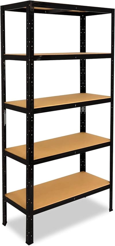 Stevige metalen stellingkast 200x70x60 cm zwart met 5 zware legborden