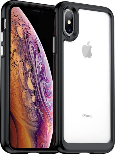Helder acryl Harde achterkant Hoesje - Zachte TPU Bumper Hybride telefoonhoes Geschikt voor: Apple iPhone XR