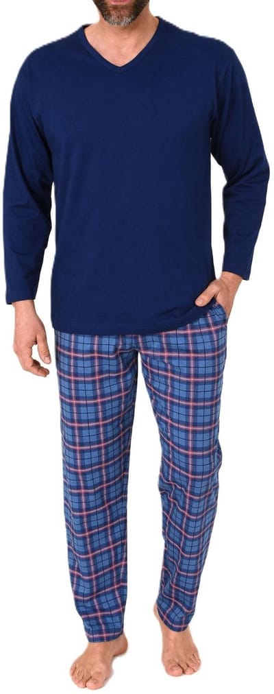 Normann herenpyjama met lange jersey pyjamabroek in geruite look - ook in grote maten