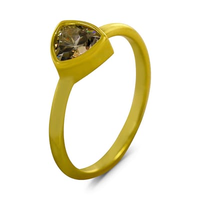New Bling 9SIL-22697 Zilveren Ring - Dames - Zirkonia - Driehoek - Wit - 7,6 x 7,6 mm - Maat 56 - Zilver - Gold Plated (Verguld/Goud op Zilver)