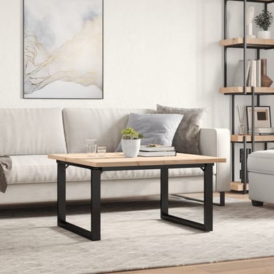 vidaXL - Salontafel - O-frame - 80x80x45,5 - cm - grenenhout - en - staal