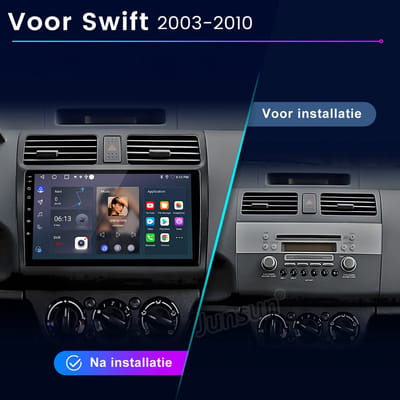 Junsun autoradio - Geschikt voor SUZUKI SWIFT 2003-2010 Navi GPS Andriod 15 Carplay & Andriod Auto WIFI BT FM RDS DSP SWC 2+64GB | 2DIN Stereo Plug & Play & Hands-Free