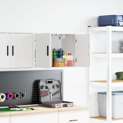 Armoire Murale de Garage Blanche en Bois Collé