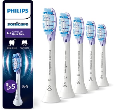 Philips Sonicare Premium GumCare G3 – Opzetborstels voor Elektrische Tandenborstel – Wit – Verpakking van 5 - Gevoelig tandvlees - HX9055/87