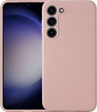 Hoesje Geschikt Voor Samsung Galaxy S23 hoesje siliconen suède backcover met microvezel laag – Licht Roze