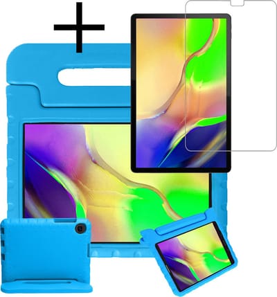 Hoes - Geschikt voor Samsung Galaxy Tab A 10.1 (2019) - Met Screenprotector - Kinderhoes Shockproof Bumper - Kidsproof Case - Tablet Hoesje - Kinder Cover - Blauw