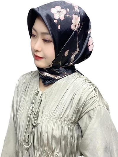 Satijnen Vierkante Sjaal - Hoofddoek Haarband - Stijlvolle Decoratie - Zachte Imitatiezijde - 90x90 cm - Zwart
