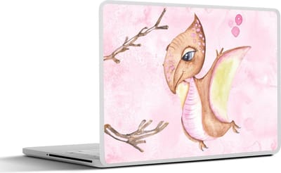 Laptop sticker - 11.6 inch - Dinosaurus - Kinderkamer - Takken - Meisjes - Kinderen - Roze - 30x21cm - Laptopstickers - Laptop skin - Cover