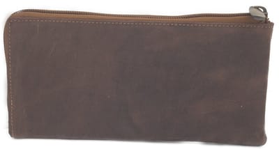 Oi Hunter bruine lederen damesbeurs met uitneembaar gedeelte voor kleingeld / bruine ritsportemonnee met uitneembaar plat etuitje / 2 delige rits portemonnee voor veel pasjes / RFID safe / bruin leer / 286H