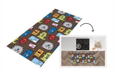 Keukenloper - Loper keuken - Patronen - Monster - Dieren - 120x50 cm - Keukenloper vinyl