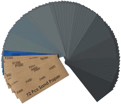72-delige Schuurpapierset met Korrelgrootte 400 tot 3000 voor Nat en Droog Gebruik - Ideaal voor Hout, Metaal en Muurafwerking