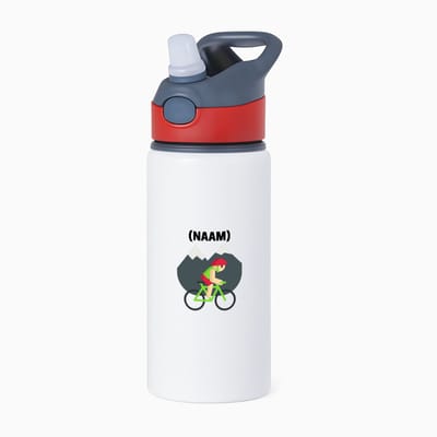 Hacebo® - Mountainbike met eigen naam waterfles met rietje rood - Sport - Mountainbiker - Sport - water fles - 650ML