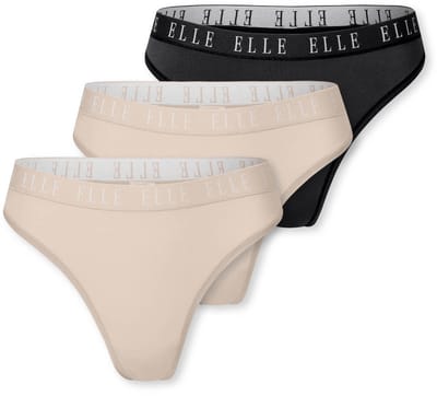 Elle 3-Pack dames tanga strings microfiber - M - Zwart