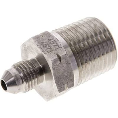 JIC  Dubbele Nippel UNF 7/16''-20 X 1/2'' NPT RVS 210bar
