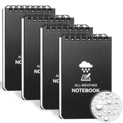 Waterproof Notitieboek - 4 Pack Spiralen Pocket Notepad 3" x 5" Weerbestendig Notitieboekje voor Buiten