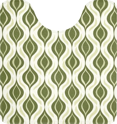 WC mat met uitsparing 55x60 cm - Antislip - Patroon - Retro - Groen - Toiletmat met uitsnijding - Vloermat - Douchemat - Toilet tapijt - Toiletmatten