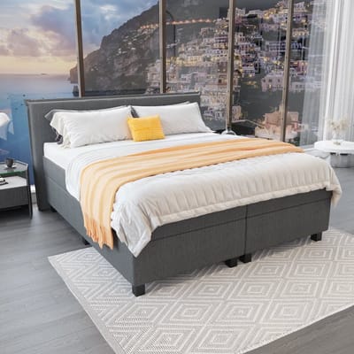 Mörgenn Boxspring Capri - Pocketvering Boxen en matrassen - Luxe 12cm topper - Antraciet - 80x210 cm - Inclusief Dekbed en Kussens