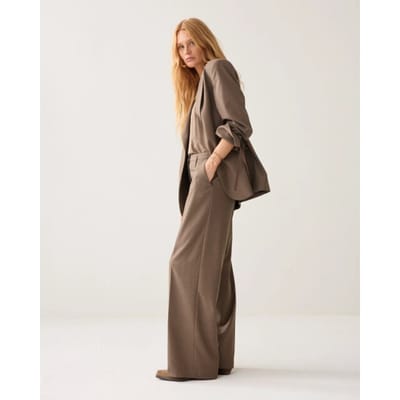 Summum 4s3047-12481 742 trousers wide leg twill melange taupe