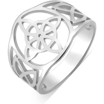 LIKGREAT Roestvrij Staal Heksenknoop Ring voor Vrouwen Wicca Pagan Spirituele Bescherming Geluks Sieraden Koppelcadeau Trendy 8 white