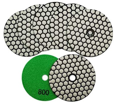 Diamant Polijstpad 7 Stuks - 800 Korrel voor Droog Polijsten van Marmer, Graniet en Keramische Steen - Diameter 100 mm