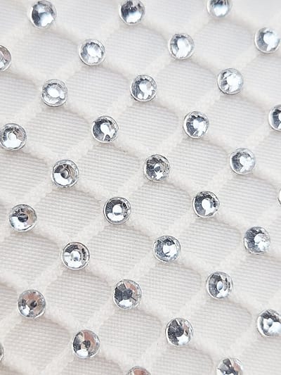 Tulle stof - 50X50 cm hotfix steentjes stretch kant stof gaten - Wit Stenen glitter - tule tutu gaas zacht mesh kant stof decoratie stoffen