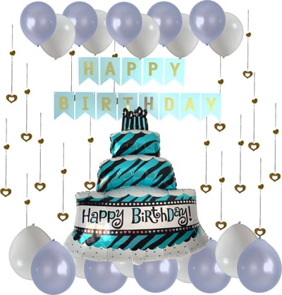 Ballonnen Taart Thema - 75 CM Hoog, Ballonnentaart - 65 Hartjes en 20 ballonnen - Verjaardagstaart Ballon Set - Happy Birthday Taart - Verjaardag Versiering -Slinger - Feest ballonnen