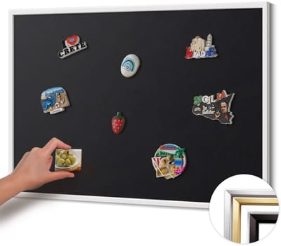Wallfluent - Zwart Magneetbord in Stijlvolle Kleuren - 100 cm x 70 cm - Magneetbord met Witte Frame - Zwarte kleur - Magnetisch Bord Decoratief - Magneetbord Voor Thuiskantoor - Magneetbord Multifunctioneel