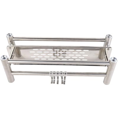 Étagères Flottantes de Salle de Bain Acier Inoxydable Épaissi Couche Unique 40cm Porte-Serviettes de Douche pour Serviettes Produits de Bain white