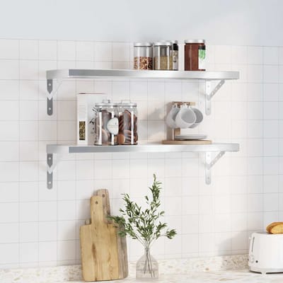 vidaXL - Wandschappen - 2 - st - 75x23,5 - cm - roestvrijstaal - zilverkleurig
