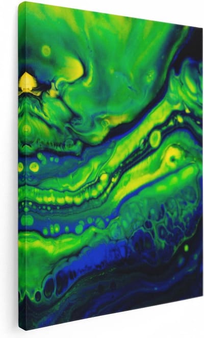 Artaza Canvas Schilderij Abstracte Kunst - 30x40 cm - Klein - Wanddecoratie Woonkamer - Muurdecoratie Blauw - Kamer Accessoires