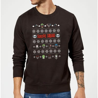 DC Comics Suicide Squad Harley Quinn The Joker en Panda Gezichten Kersttrui - Zwart - S
