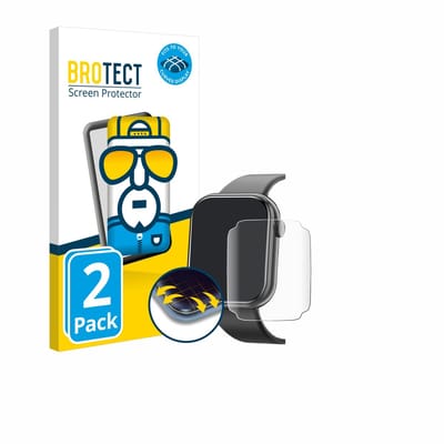 BROTECT - Screenprotector voor Mingtawn Smartwatch 1.85" - Folie Beschermfolie transparant volledig dekking - 2 Stuks