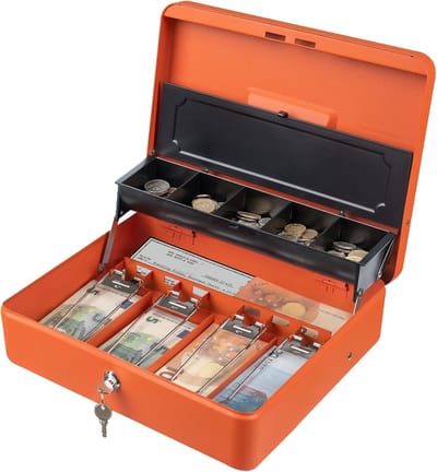 Anti-diefstal geldcassette - veiligheid voor bedrijven - KL380 oranje - 30x24x9 cm
