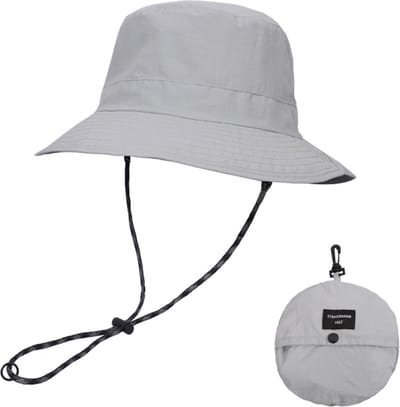 Bucket Hat Dames, Zonnehoed, Cowboyhoed, One Size, Verstelbare Maat 53-59 cm - Lichtgrijs