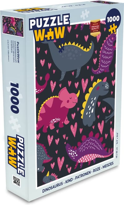 Puzzel Dinosaurus - Kind - Patronen - Roze - Meisjes - Legpuzzel - Puzzel 1000 stukjes volwassenen