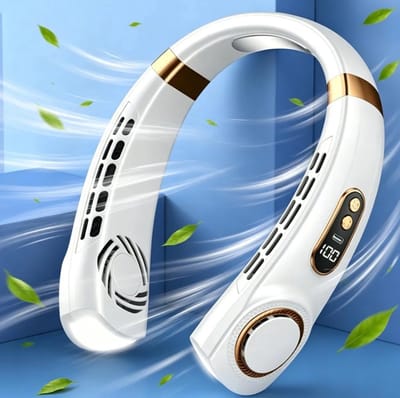 Nekventilator, USB-nekventilator, draagbare nekventilator, nekventilator met LED-verlichting, ventilator met 5 instelbare snelheden, essentieel voor op reis en tijdens het sporten - wit.
