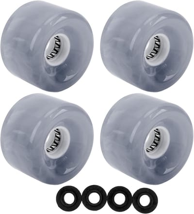 Longboard Wielen - Skate Wielen Set - Soepel Cruisen - Inclusief Lagers - 52mm X 32mm - Doorschijnend Grijs