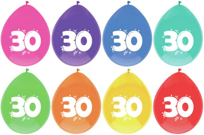 Haza Party Ballonnen 30 jaar - leeftijd verjaardag - 24x stuks - 29 cm - versiering/feestartikelen