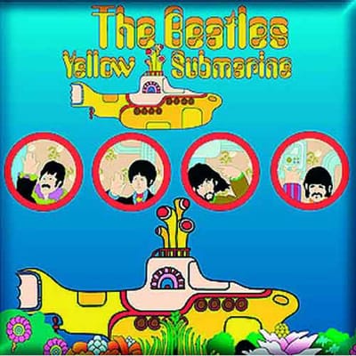 The Beatles - Yellow Submarine Portholes - Koelkast Magneet - 7.5 x 7.5 cm