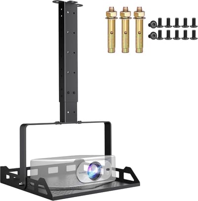 Projectorhouder Plafond - Universele Beugel - Thuisbioscoop Kantoor - Verborgen Kabelgeleiding - Draagkracht 10kg - Zwart