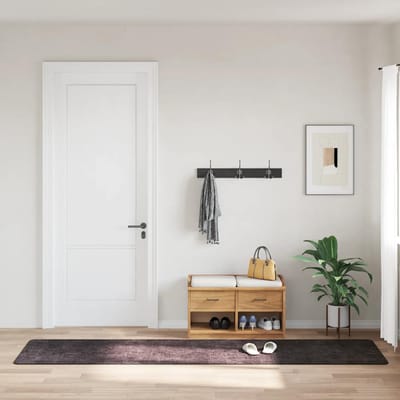 vidaXL - Vloerkleed - wasbaar - 80x300 - cm - antracietkleurig