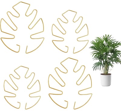 longziming -Monstera Plantensteun - Monstera Blad Steun - Metalen Klimplant Ondersteuning - Bevordert Verticale Groei - Weerbestendig Voor Binnen En Buiten - Gelakt Ijzer - Voorkomt Takken Breken - 4 Stuks