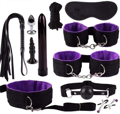 Nooitmeersaai - BDSM - Bondage set - Extreme - Sex Toys voor Koppels Slave Purple compleet 11-delig
