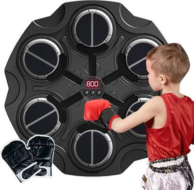 Bokstrainer Muur - Boksmachine Thuis - Fitness Training - Interactief met Verlichting - 38.7 x 35.3 x 9.1 cm - Zwart